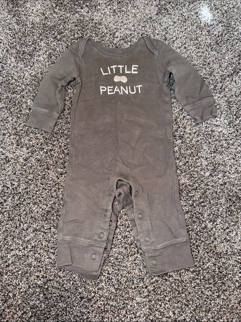 Carter's Dark Gray 'Little Peanut' Long-Sleeve One-Piece